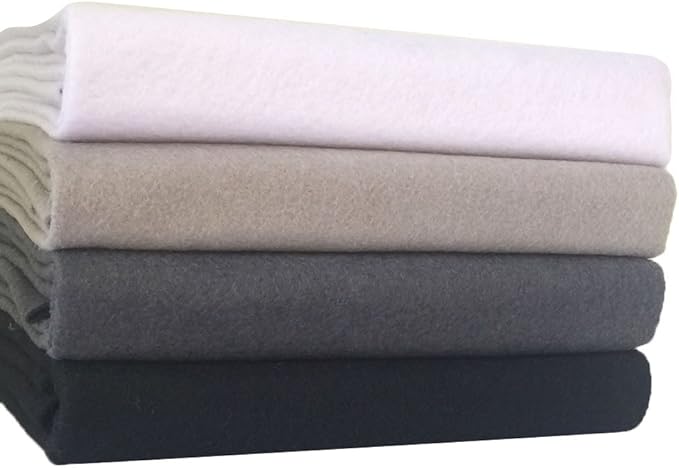 4pcs Thick 1.4mm Soft Felt Fabric Sheet Assorted Color Felt Pack DIY Craft Sewing Squares Nonwoven Patchwork (92x90cm Black & White)