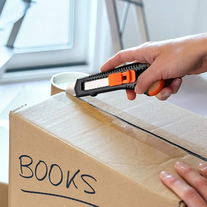 REXBETI 36 Pack Utility Knife, Retractable Box Cutter for Cartons, Cardboard and Boxes, 18mm Wider Razor Sharp Blade, Smooth Mechanism, Perfect for Office and Home use (36 Pack)