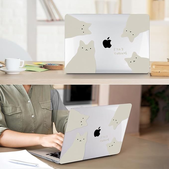 for MacBook Air 13 inch Case 2018 2019 2020 2021 2022 Release A2337 M1 A2179 A1932 Retina Display & Touch ID, Plastic Hard Shell Case +Keyboard Cover+Screen Protector+Webcam Cover, Cats