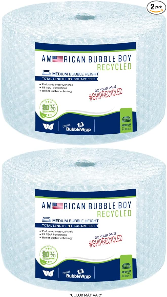 5/16 Medium Recycled Bubble Wrap - 2 Rolls
