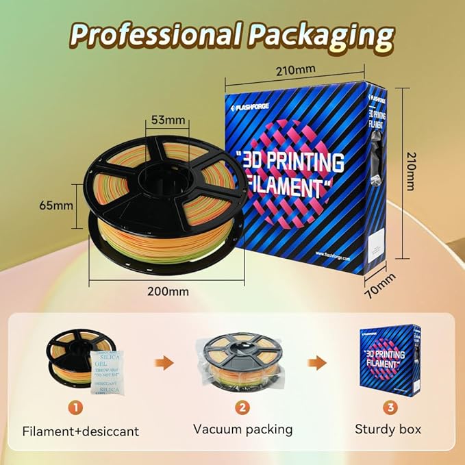 FLASHFORGE Rapid PLA Gradient Filament 1.75mm Rainbow Corals, Transform Colors Smoothly & Fast, High Flow Speedy 3D Printer Filament, Experience Exceptional Performance with 500mm/s Fast Printing