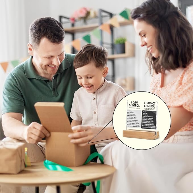 Things I Can't Control Office Decor Sign, Motivational Quotes Acrylic Sign With Wooden Stand, Thank You Gifts for Woman Coworker Nurse Friends Decorative Desk Accessories Table Shelf Signs Decor-1