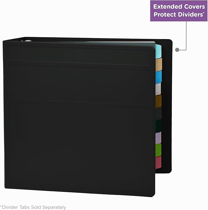 Carstens 4-Inch Heavy Duty 3-Ring Binder - Side Opening, Black, Durable Plastic, No-Gap Rings, Waterproof Cover, No Pockets, Holds 600 US Letter Sheets, BPA-Free, Made in USA (1845-3R), Case of 10