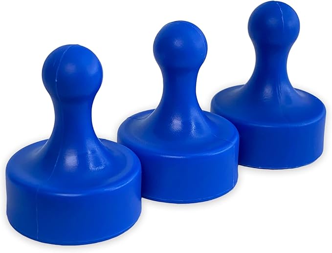 GLASSBOARD STUDIO Powerful Neodymium Magnets, Pawn-Shaped - Strong Fridge/Refrigerator and Whiteboard Magnet, Ideal for Office, Kitchen, Crafts - Rare Earth, Heavy Duty (3, Blue)