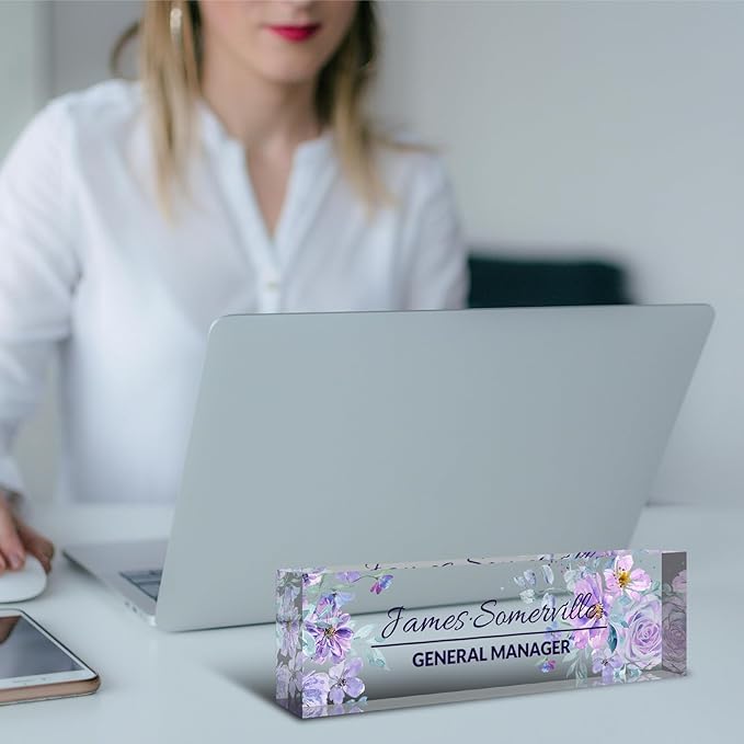 Desk Name Plate Personalized, Custom Name Plate for Desk, Acrylic Desktop Accessories, Office Gift & Decor for Women Men, Teacher Nurse Boss Employee Appreciation Gifts