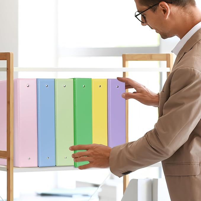 COMIX Standard 3 Ring Binder 2 inch with Clear View Cover, 2" Round Ring View Binder Holds 400 Sheets of US Letter Size Paper, 6 Pack (Pale Blue)