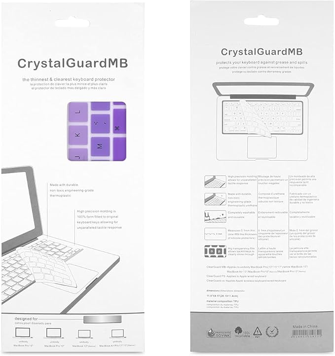 Batianda Premium Gradient Color Keyboard Cover for New MacBook Pro 14'' Pro 16'' 2024 2023 M4 M3 M2 M1 Pro/Max Chip & New MacBook Air 13 15 inch Soft-Touch Silicone Protective Skin,White to Purple