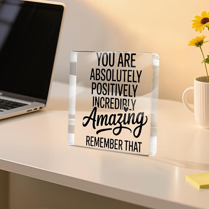 Inspirational Gifts for Women, Cheer up Gifts for Women Friend Birthday Christmas Graduation, Encouragement Acrylic Sign, Desk Decorative Signs for Home Office Living Room