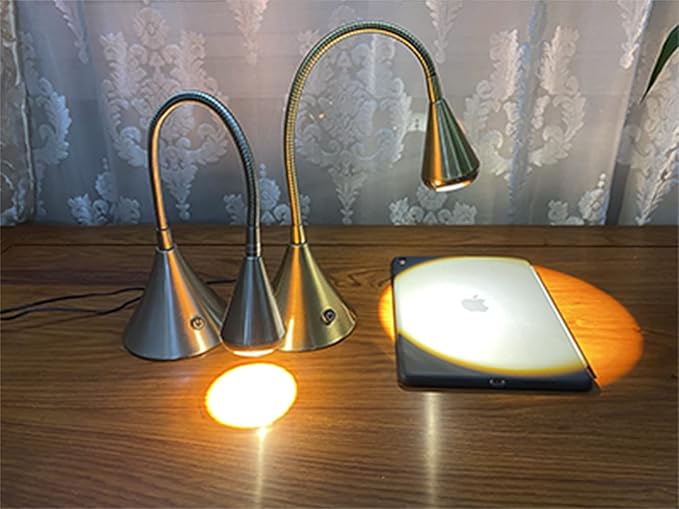 HomeFocus Desk Lamp,Bedside Table Lamp,Dimmable Task Light,Flexible Gooseneck Lamp,3-Touch Brightness & Eye-Caring Reading Light,LED Desk Lamp for Home,College Dorm,Reading,Metal,(Gold).