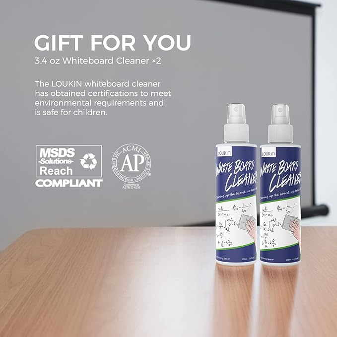 loukin 2 Pack Magnetic Dry Erase Eraser, Whiteboard Eraser, Glass Board Remover, 3.4 fl oz Whiteboard Cleaner * 2 Included, for Classroom, Home and Office Use (Grey)