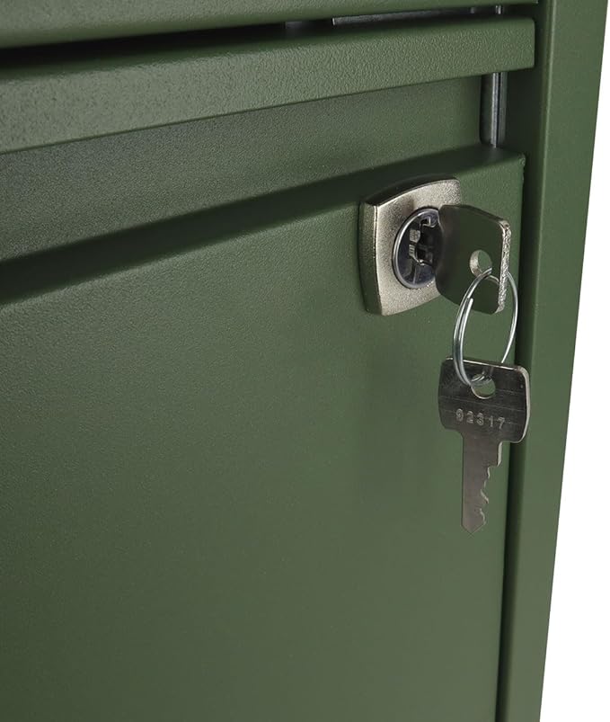 Bisley 3-Drawer Flush Front Vertical File Cabinet - Olive Green, 2 Utility Drawers + 1 Hanging File Drawer, Powder-Coated Steel, Locking Bottom Drawer