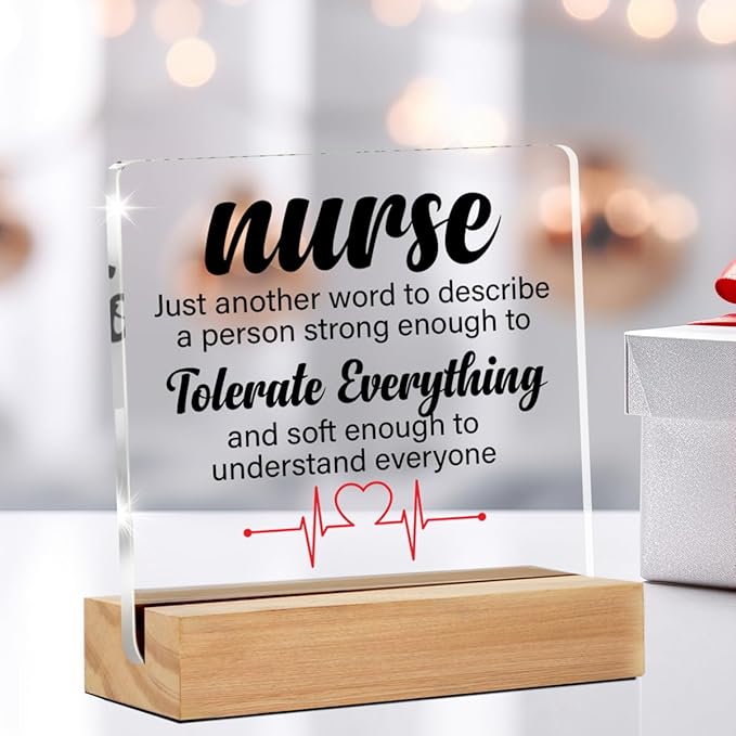 Thank You Nurse Gifts for Women, Nurse Appreciation Gifts Clear Acrylic Desk Decor Decorative Sign for Home Office, 4 x 4 Inches