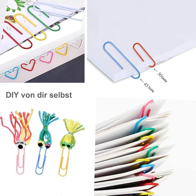 Colored PaperClips Assorted Sizes 400 Pieces, 2"(50mm) Large Paper Clips and 1.3" (33mm) Paper Clips Medium Size, Sturdy Coated PaperClips Smooth for Office School and Personal Use