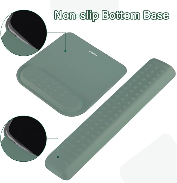 MOSISO Computer Keyboard Stand&Wrist Rest Support for Keyboard &Mouse Pad Set, Ergonomic Massage Wrist Rest Set, Easy Typing Working Acrylic Clear Stand for Office Home, Emerald Green