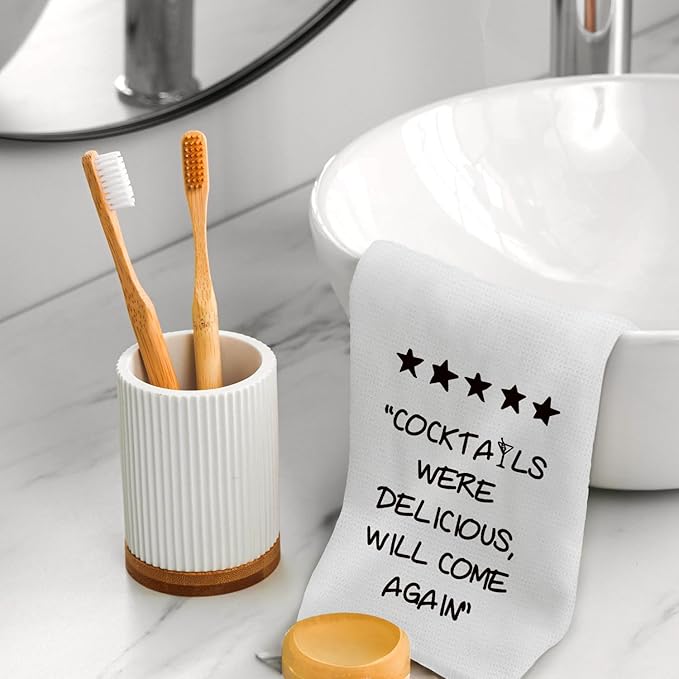 Funny Cocktail Kitchen Towels, Bar Towels for Bartender, Bartender Gifts, Funny Dish Towels Tea Towels with Saying, Cocktail Themed Gifts, 16x24 Inch