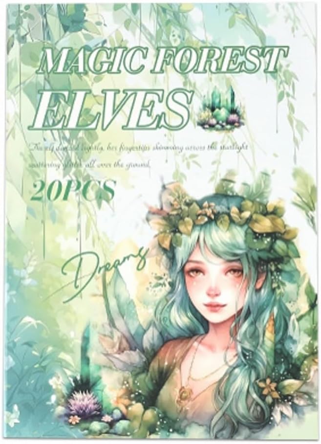 TIAMECH Phantom Forest Spirit Sticker Book - Magic Elves Series, 20 Sheets PET & Washi Stickers for Scrapbooking, Ephemera, Waterproof Junk Journaling Supplies & DIY Crafts (Size 10.5 x 7.1in)