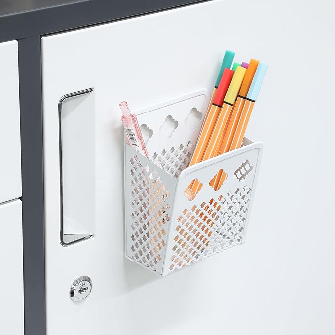 Magnetic Pencil Holder - Magnetic Locker Organizer, 1 Pack Pen Holder Locker Accessories for School and Office (1 Pack White)