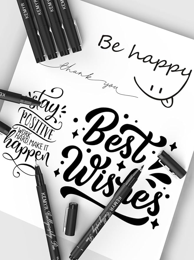 4 Micro Fine liner Drawing Art Pens Calligraphy Pens: E3.0 Size Black Art supplies Waterproof Archival Black Ink Markers For Artists,Use for Professional Watercolor,Sketching