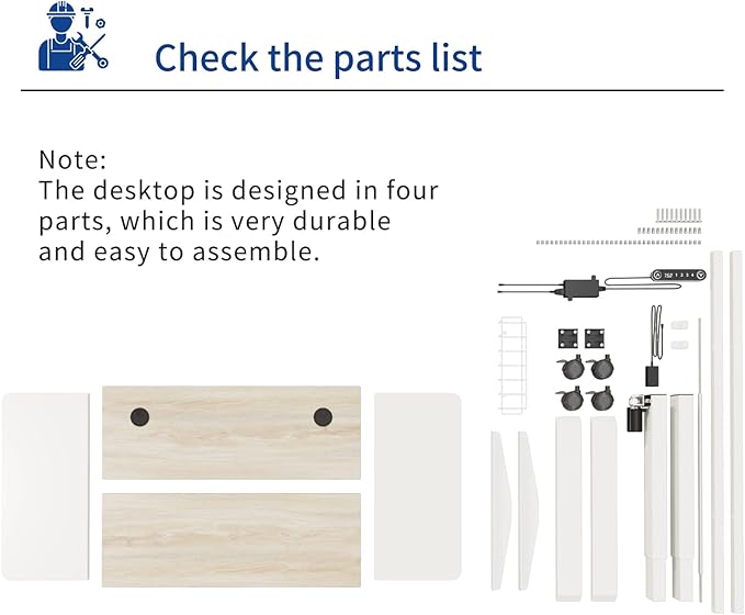 Electric Height Adjustable Standing Desk, 55 x 24 inches Sit - Stand Desk for Work or Home Office Push Button Memory Settings Oak+White Splice Board/White Frame