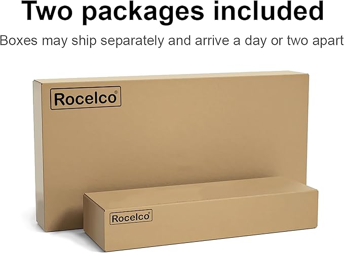 Rocelco 45" Height Adjustable Standing Desk Converter with Triple Monitor Mount and Slide Out Retractable Keyboard Tray - Sit Stand Up Three Screen Tabletop Riser Workstation - Black (R ADRB-45-DM3)