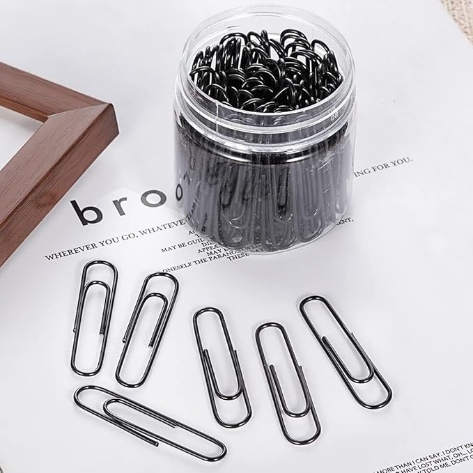 Vinaco Paper Clips Black, 400PCS Medium and Jumbo Paper Clips (1.3 inch & 2.0 inch), Durable & Rustproof, Coated Paperclip Great for Office School and Personal Use(Black)