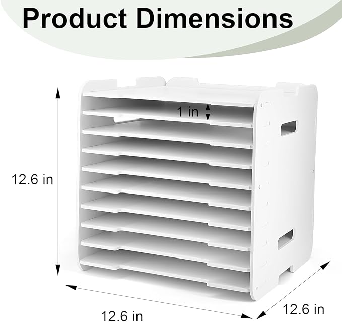 12x12 Paper Organizer, 10-Tier Scrapbook Paper Storage, Stackable Desktop File Holder for Home, Office, Classroom, and Craft Room