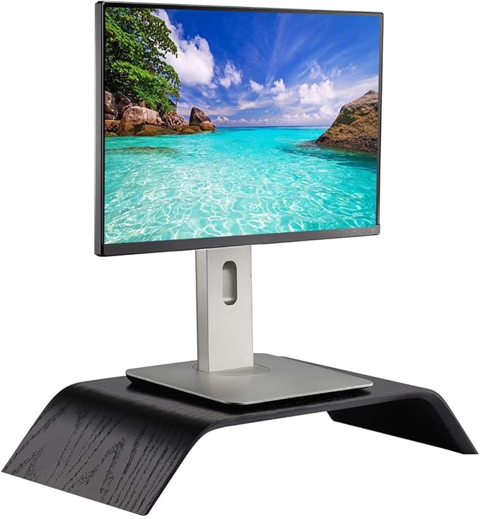 SAMDI Wooden Computer Monitor Stand, Desktop Accessories, Laptop Stand, Notebook Stand, for MacBook Stand (Oak Wood Black)