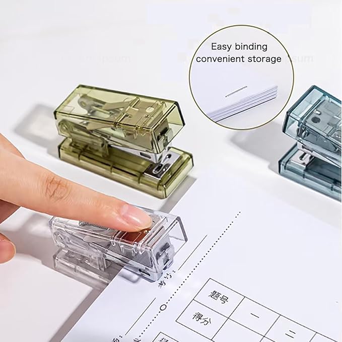 Mini Portable Stapler, 1000 Staples, Clear, 20 Sheets, Manual, Minimalist Style