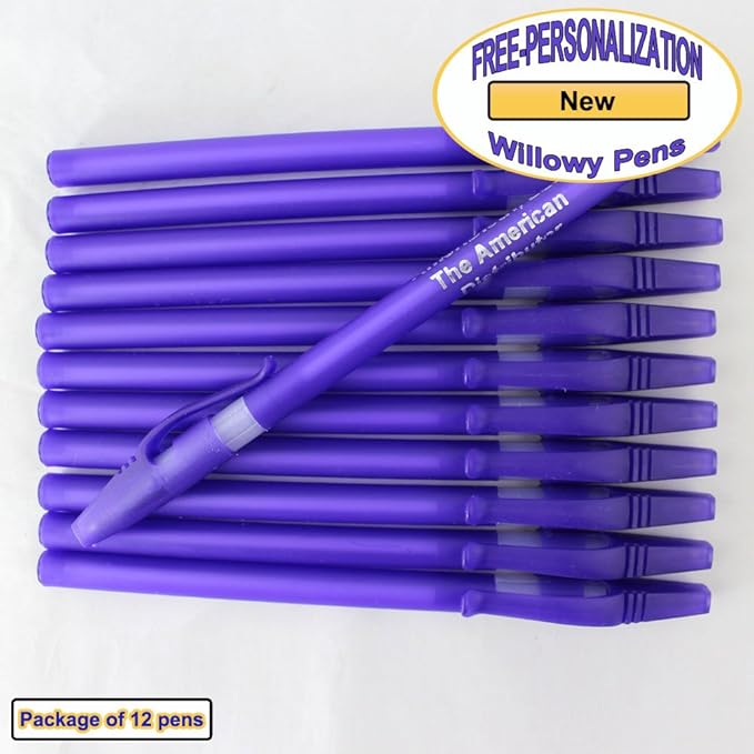 ezpencils - Personalized - Solid Purple Colored body with a white Silicone Gripper - Willowy Pens - Free Personalization