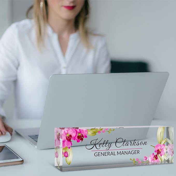 Desk Name Plate Personalized, Custom Name Plate for Desk, Acrylic Desktop Accessories, Office Gift & Decor for Women Men, Teacher Nurse Boss Employee Appreciation Gifts