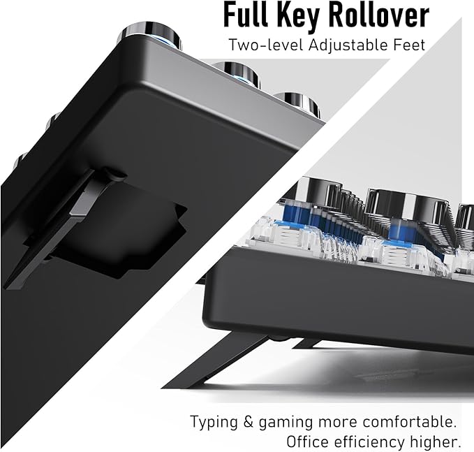 EWEADN TK100 Typewriter Keyboard Wired Mechanical Keyboard, 104 Keys Aesthetic Typewriter Keyboards with White Backlit, Anti-Ghosting, Blue Switch Wired Cute Keyboards-Black