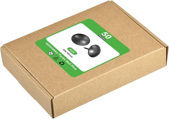 uxcell Upholstery Tacks Nail Pins Furniture, 50Pcs 19x16mm Thumb Tack Pins Assortment Kit Carbon Steel for Home Sofa DIY Decorative Nail Heads Nails, Black