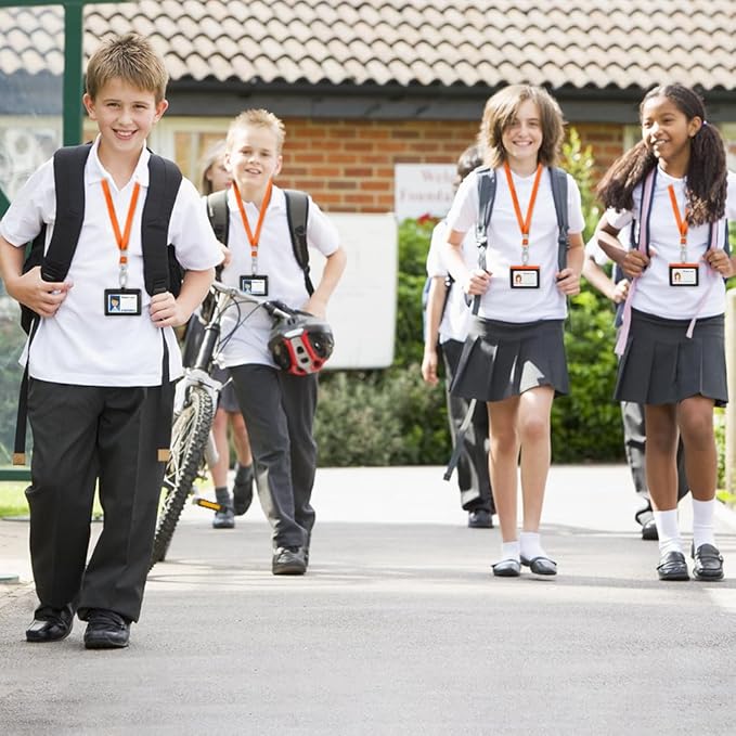 Lanyards for Id Badges Holder Bulk Lanyard with Clip Swivel Hooks for Name Tag ID Badge Holder,Students, Employees (10, Orange)