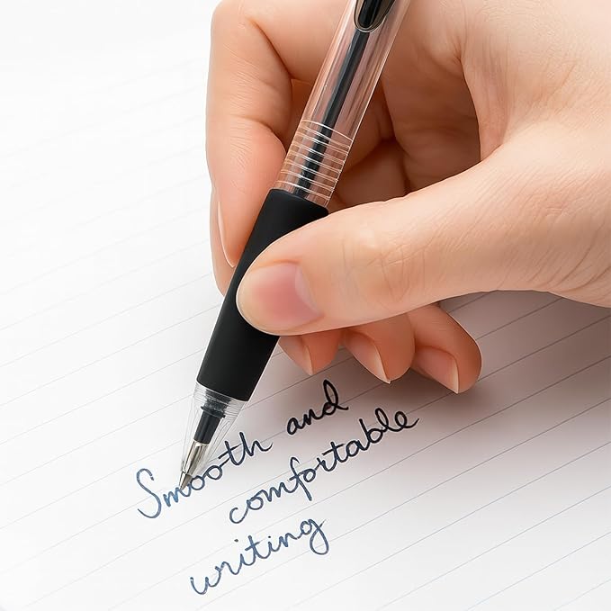 White Bay Retractable Ballpoint Pens Black Ink, Medium Point (1mm), 18-Pack