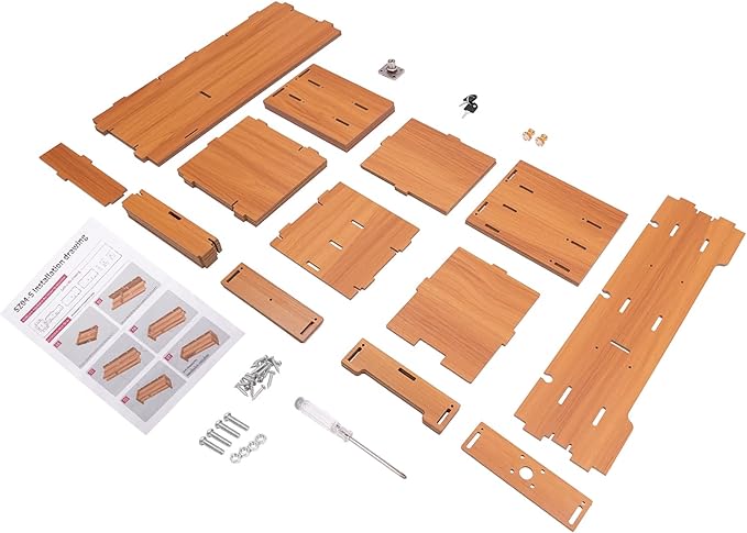Computer Monitor Stand, Tabletop Computer Rack Wood Monitor Stand Ergonomic Computer Riser Multi Compartment Desk Organizer with 3 Storage Drawers & 2 Keys for Study Office Home