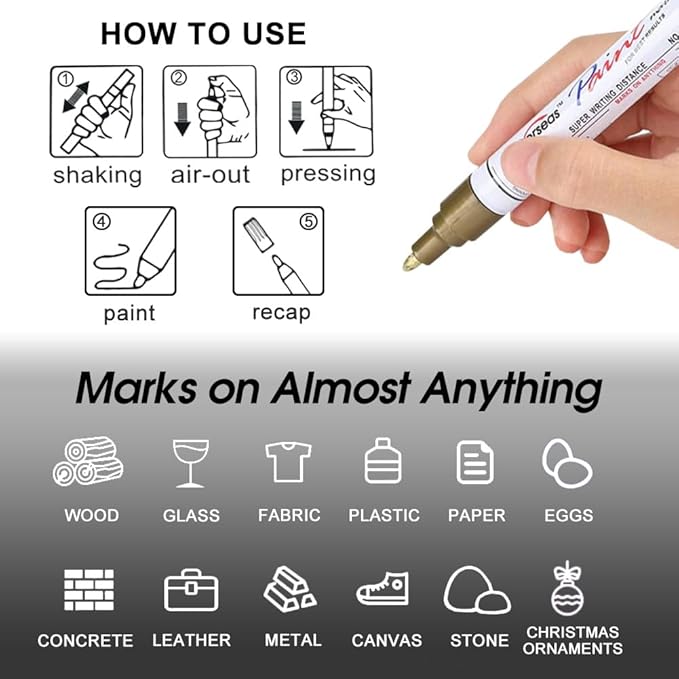 Overseas Permanent Paint Pens Purple Markers - 2 Pack Single color Oil Based Paint Markers, Medium Tip, Quick Drying and Waterproof Marker Pen for Metal, Rock Painting, Wood, Plastic, Canvas, Mugs