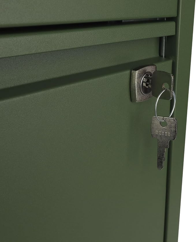 Bisley 2-Drawer Flush Front Vertical File Cabinet - Olive Green, 2 Hanging File Drawers, Powder-Coated Steel, Locking Drawers