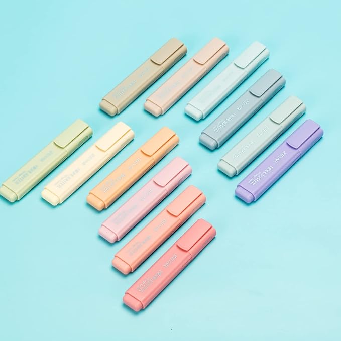 ZEYAR Highlighter Pen, Vintage Colors Chisel Tip Markers, Water Based, Quick Dry, No Bleed, for Bible Study Notes School Office (12 Vintage Colors)