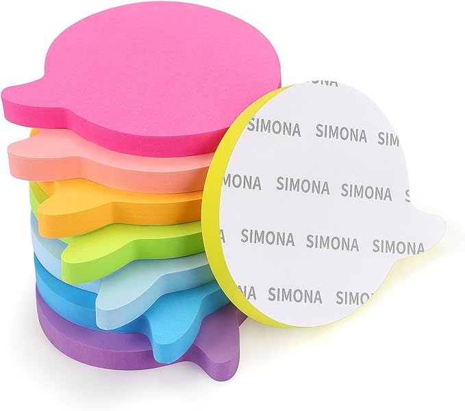 SIMONA Bubble Shape Sticky Notes 8 Color Bright Colorful Sticky Pad 75 Sheets/Pad Self-Sticky Note Pads