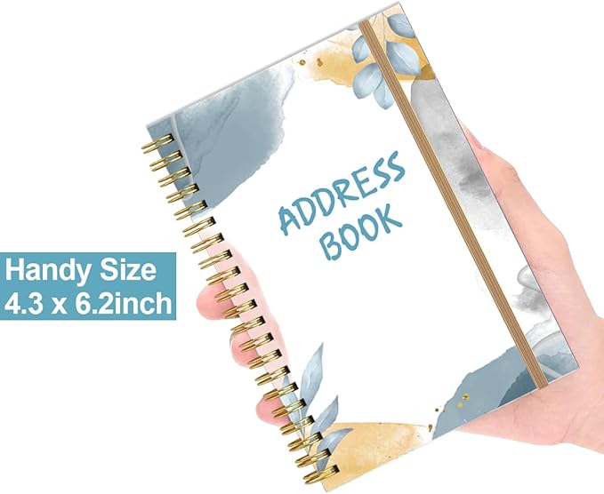 Address Book with Alphabetical Tabs - Telephone & Address Book with Address Contacts, Special Date, Phone, Birthday & Internet Login Password for Home and Office, 4.3" x 6.2", Blue Leaf