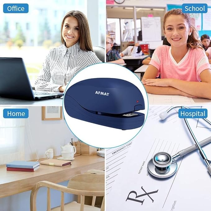 Electric Stapler for Desk, Automatic Stapler Desktop, Office Staplers Electric, AC or Battery Powered Staplers Heavy Duty Office Use, with Reload Reminder & Release Button, 25 Sheets Capacity, Blue