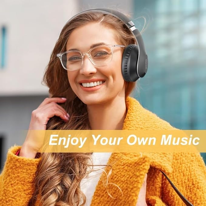 Wireless Bluetooth Headphones Over Ear 65H Playtime HiFi Stereo Headset with Microphone and 6EQ Modes Foldable Bluetooth V5.3 Headphones for Travel Smartphone Computer Laptop
