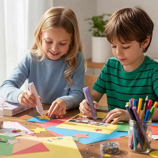 4-Pack Strong Double Sided Tape Roller, 0.23in x 16.4ft Adhesive Tape Glue for Gift Wrapping, Junk Journals, Paper Crafts, Essential Scrapbooking Supplies, Photo Mounting, School Office (Blue)