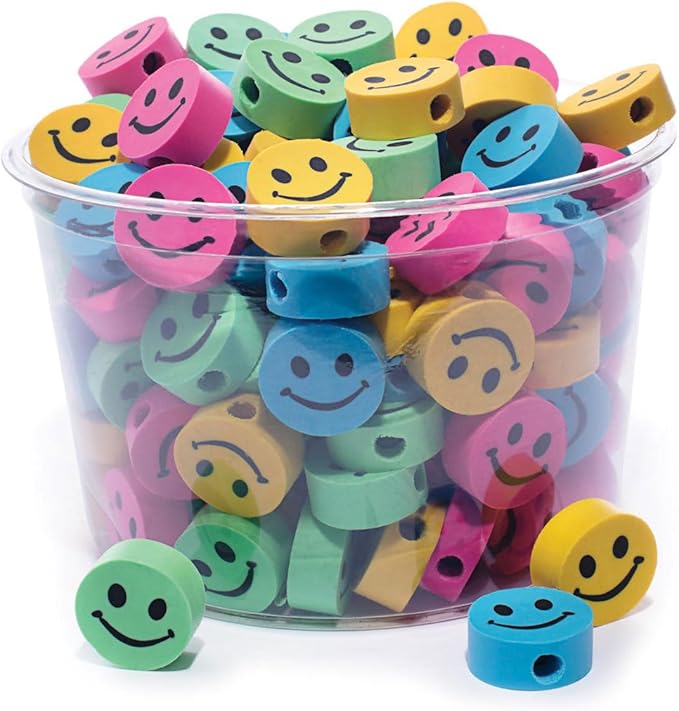 Anderson's Smiley Face Eraser Tub, Set of 108, School Supplies, Classroom Supplies, Writing