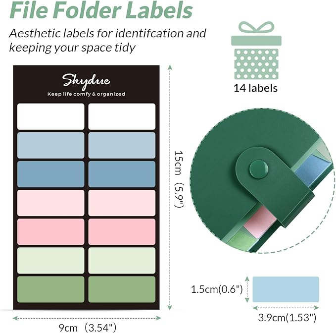 SKYDUE Expanding File Organizer with 8 Pockets, Accordion File Folders with Labels, Portable Document Paper Bill Receipt Organizer, Home College School Office Supplies, Letter Size,ForestGreen