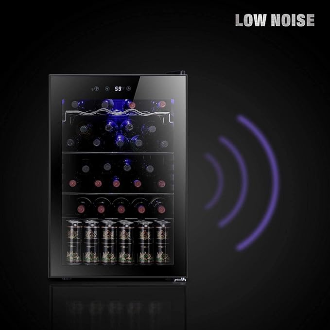 Antarctic Star 36 Bottle Wine Cooler/Cabinet BeverageRefrigerator Small Mini Wine Cellar Beer Soda Bar Fridge Quiet Operation Compressor Adjust Temperature Freestanding Black, 4.4 Cu. ft