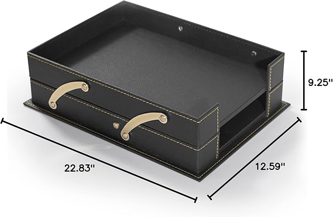 MOOGCO Bonded Set - Leather Desk Organizer - Desk Accessories - Home Office Accessories - Desk Supplies - Leather Desk Set