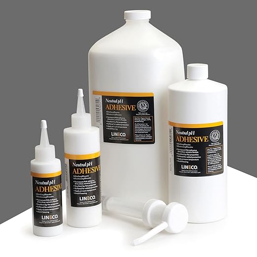 LINECO Neutral pH Adhesive, 4 Oz, Acid-Free, All-purpose Glue, Dries Clear and Remains Flexible, Used for Bookbinding and Book Repair, Framing, Collages, Paper Art and Crafts
