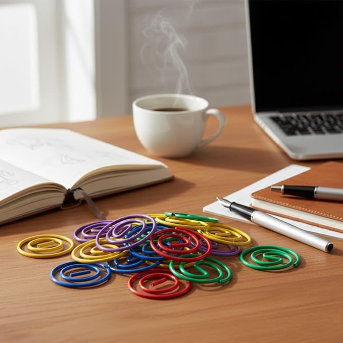 JAM PAPER Circular Paper Clips - Round Paperclips - Rainbow Assortment - 250/Pack