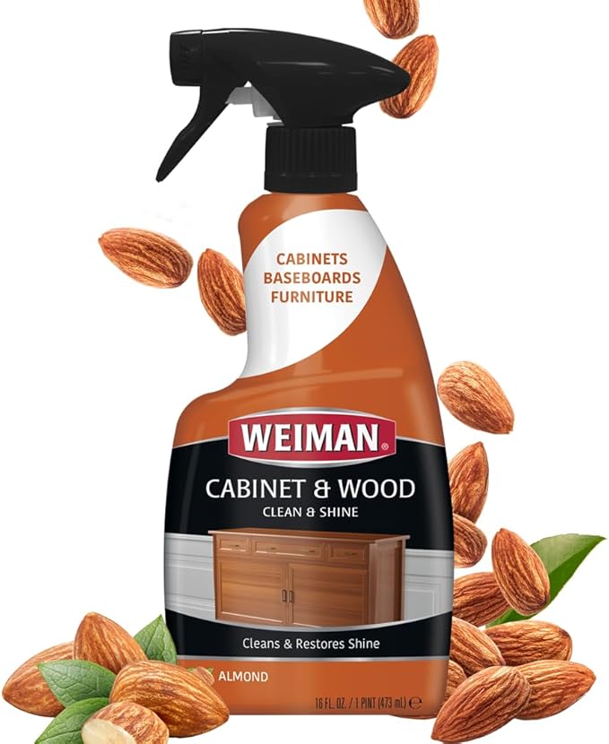 Weiman Cabinet and Wood Cleaner, Shine, Clean and Protect Spray - For Wood Cabinets, Furniture, Tables, Baseboards, Trim and more, 16 oz, 2 PACK with MicroFiber Towel